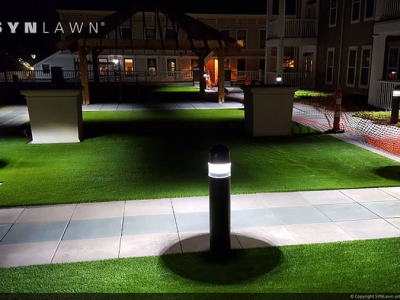 SYNLawn-artificial-grass-commercial-condo-apartment-courtyard-at-night